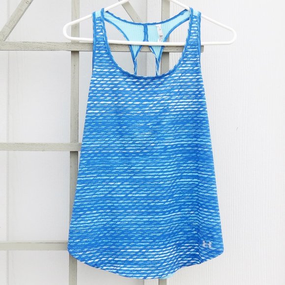 Blue & White Under Armour Mesh Back Athletic Tank - Picture 1 of 6